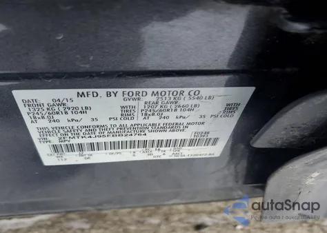 2015 Ford Edge Sel z USA, uszkodzony, nr VIN 2FMTK4J95FBB24764